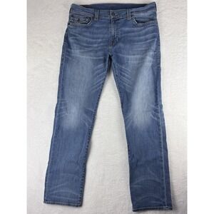 True Religion Jeans Men's Blue Ricky Relaxed Straight Jeans Flap Pockets Size 38
